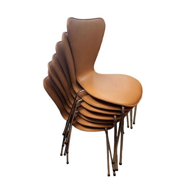 Mid-Century Modern Mid-Century Stackable Dining Reception Chairs in the style of Fritz Hansen, Set of 7 For Sale - Image 3 of 13