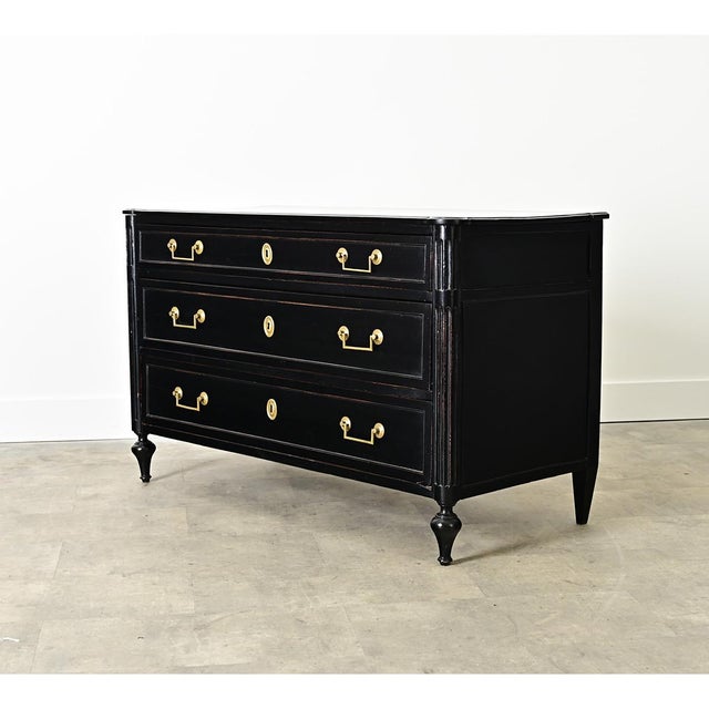 French 19th Century Ebonized Louis XVI Style Commode For Sale - Image 4 of 10
