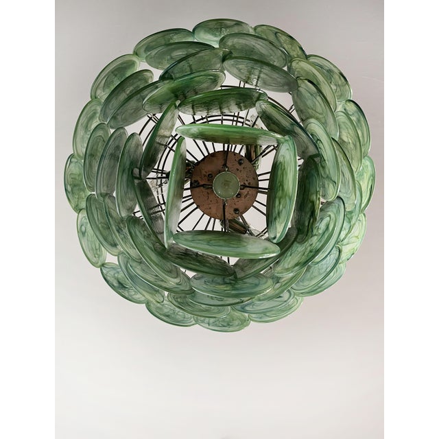 Space Age Murano Chandelier with Green Albaster Iridescent Glass Plates, 1990s For Sale - Image 11 of 18