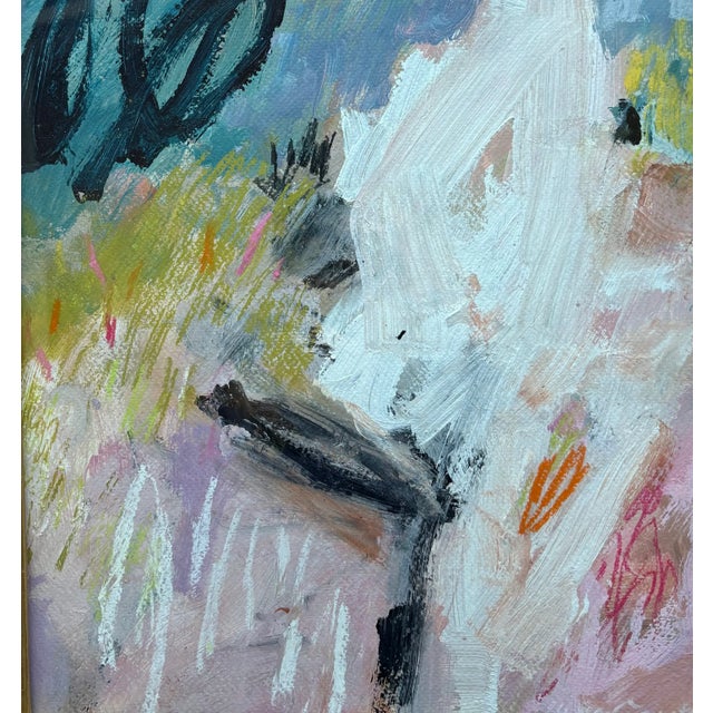 Original vintage painting on paper under glass in new gold wood bamboo-style frame. Terrific movement and colors make this...