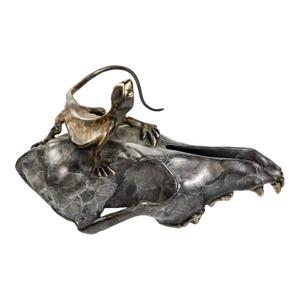Rare Bronze Lizard on Skull by Michael Storey
