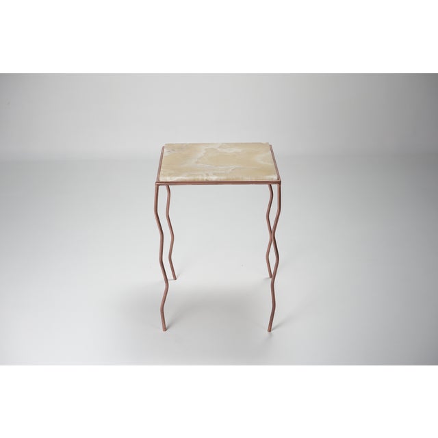 Forma Prima Honey Onyx and Copper Side Table by Nicola Di Froscia For Sale - Image 6 of 8