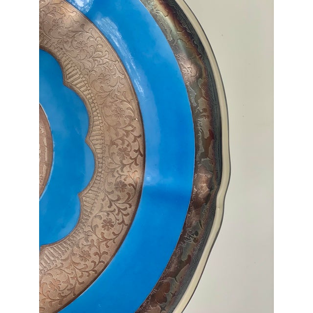 Rare ‘Fox-Hunting Scene' Embossed in a Silver Overlay on an Antique 1920s Bavarian Mitterteich Footed Porcelain Plate For Sale - Image 11 of 13