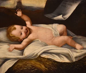 Lombard Artist, Baby Jesus, 1650, Oil on Canvas, Framed