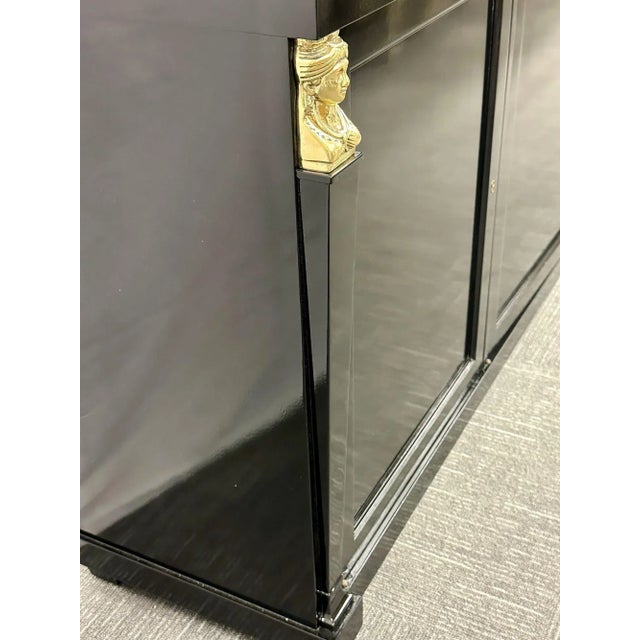Hollywood Regency Sideboard / Credenza / Cabinet, Bronze Mounted, Empire Style For Sale - Image 9 of 13