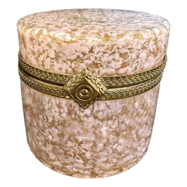 Mid 20th Century Pink and Gold Lidded Murano Box For Sale
