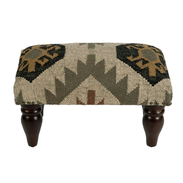 Spritely Home Accent Furniture Berino 20 in. W x 11" H Rectangular Upholstered Stool, Mountain Lodge For Sale - Image 4 of 7
