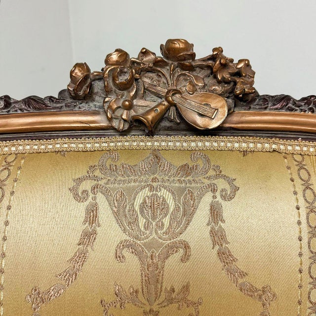 French Rococo Style Gold Sofa – High-End Upholstery With Gold Leaf Details For Sale - Image 4 of 5