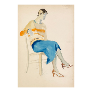 1930s Eunice Starkie Seated Female Figure Watercolor
