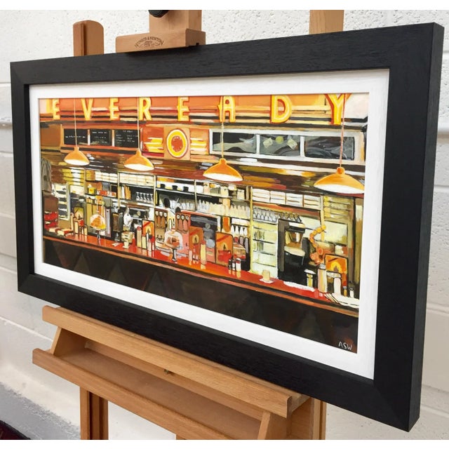 2010s American Diner Still Life Painting by Leading British Urban Landscape Artist For Sale - Image 5 of 13