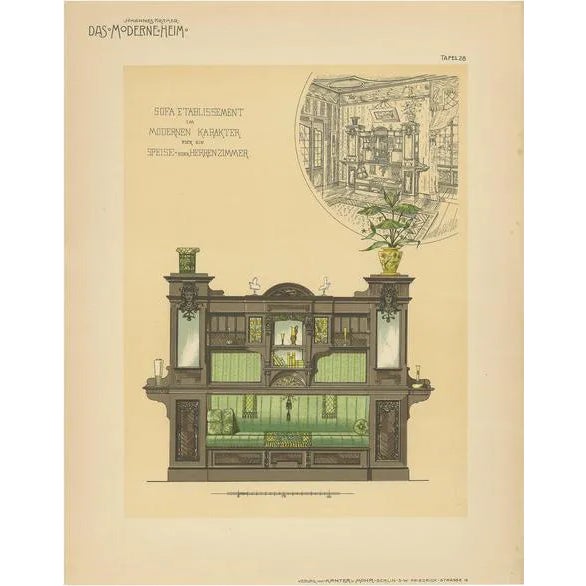 Kramer, Sofa Furniture for Dining Room, 1890s, Paper For Sale