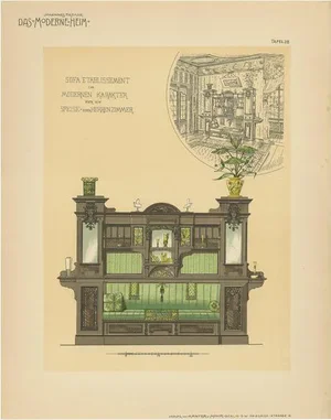 Kramer, Sofa Furniture for Dining Room, 1890s, Paper