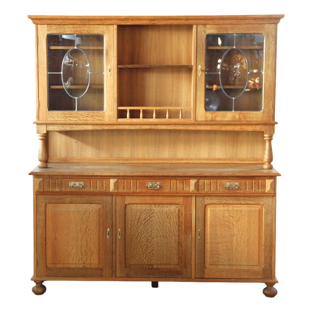 Vintage Danish Brutalist Light Oak Dining Cabinet in the style of Henning Kjærnulf, 1970s For Sale