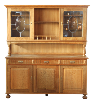 Vintage Danish Brutalist Light Oak Dining Cabinet in the style of Henning Kjærnulf, 1970s