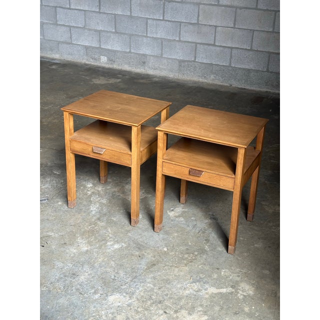 Mid-Century Modern 1950s Edward Wormley for Dunbar Nightstands, Walnut and Leather, a Pair For Sale - Image 3 of 12