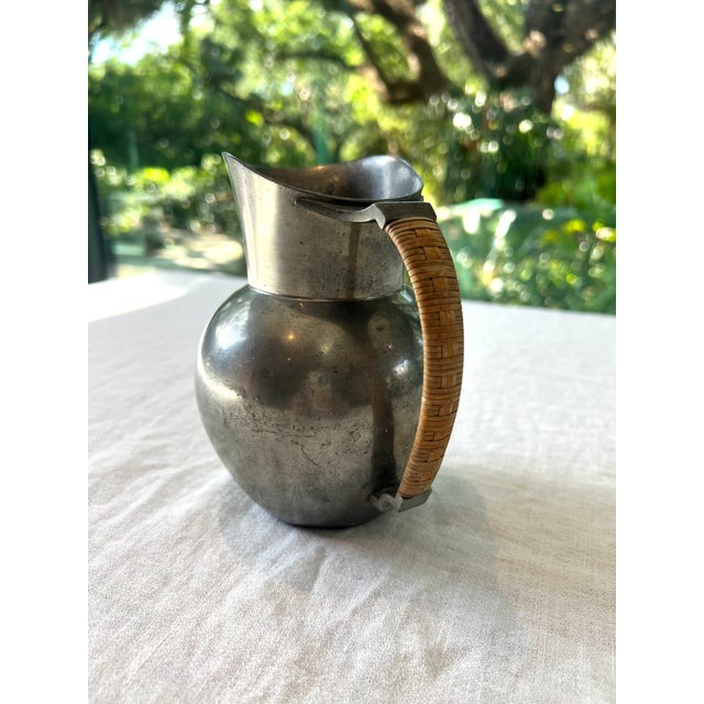 Mid-Century Modern Just Andersen Model 2197 Pewter Pitcher With Woven Handle For Sale - Image 3 of 7