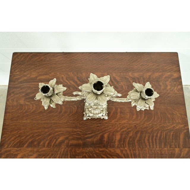 Tiffany and Co. Tiffany & Co. Style Antique Victorian Silverplate Three-Light Candelabra For Sale - Image 4 of 14