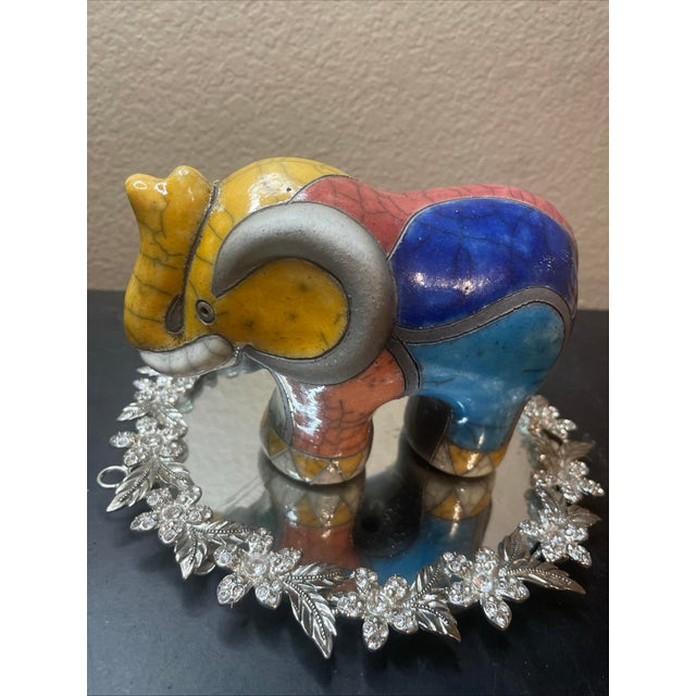 1960s Signed South African 7” Felix Raku Trunk Up Elephant For Sale In Dallas - Image 6 of 7