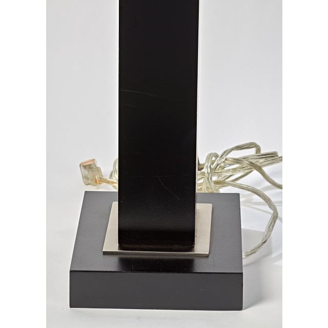 1980s Pair of Black and Chrome Table Lamps With Cream Rectangular Shades For Sale - Image 12 of 12