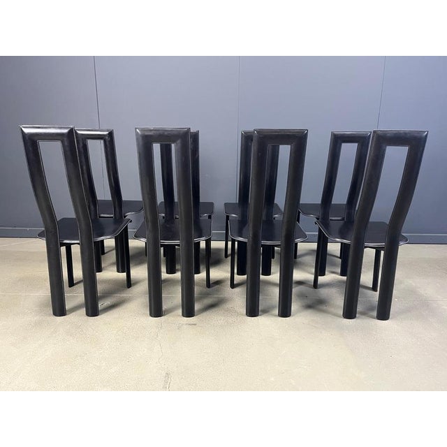 1980s Italian Model Regia Dining Chairs by Antonello Mosca for Ycami, 1980s, Set of 8 For Sale - Image 5 of 14