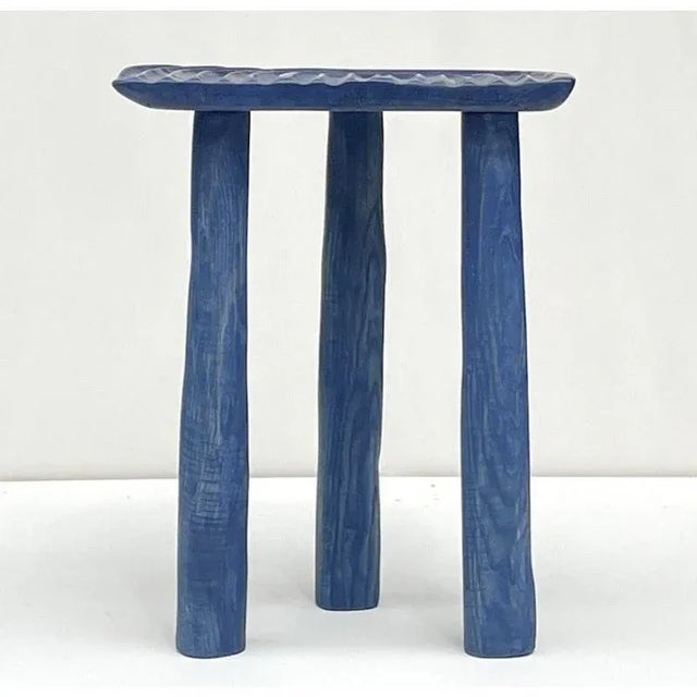 Blue Fingerprint Stool by Victor Hahner For Sale - Image 4 of 12