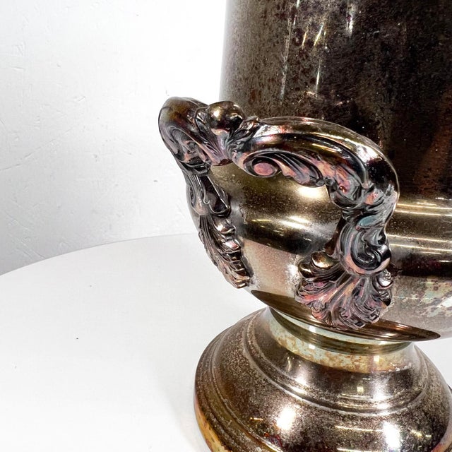 Silver 1960s Vintage Champagne Wine Bucket Repoussé Grape Silverplate For Sale - Image 8 of 12