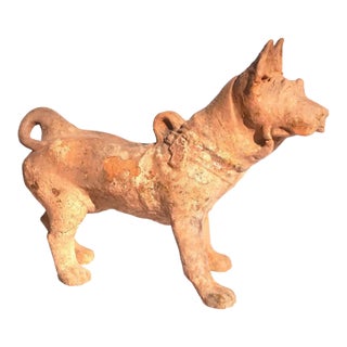 Antique Large Han Dynasty Pottery Sculpture of a Dog For Sale