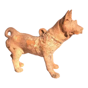 Antique Large Han Dynasty Pottery Sculpture of a Dog