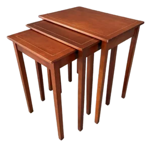 Late 20th Century Set of 3 Inlaid Mahogany Nesting Tables