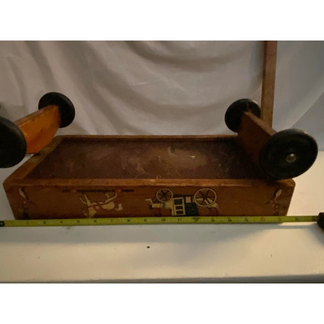 1930s Antique Child’s Wagon Wooden Carriage Buggy Horses For Sale - Image 5 of 13
