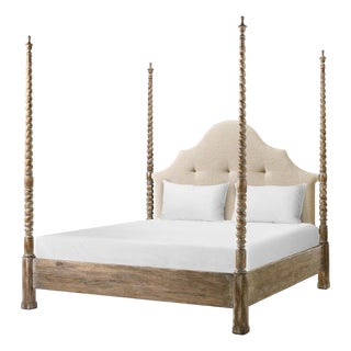 Rustic Farmhouse Barley Twist Poster Bed - US King For Sale