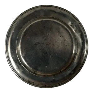 Large Belgian Liege Nicola Ducan Pewter Reeded Edge Plate