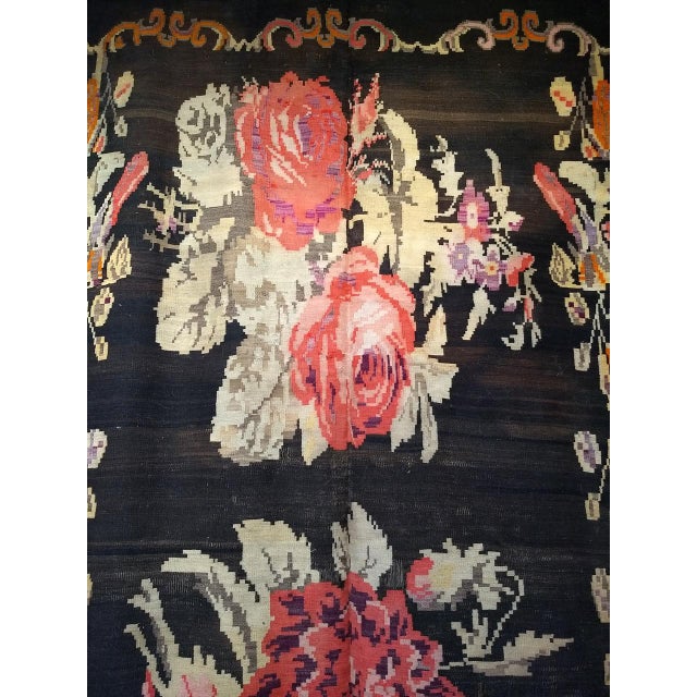 Vintage Caucasian Karabagh Kilim, Floral wreath Design, Handwoven Wool, 5' x 14' For Sale - Image 15 of 17