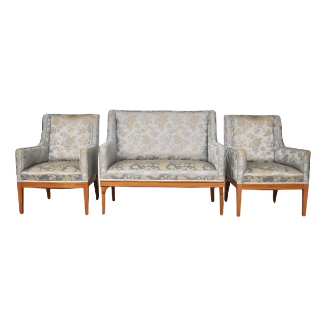 Vintage Ash Sofa & Chairs Set, 1930s, Set of 3 For Sale