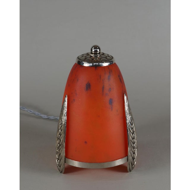 Burnt Orange French Art Deco Table Lamp by E. Val & Charles Schneider 1920s France For Sale - Image 8 of 11
