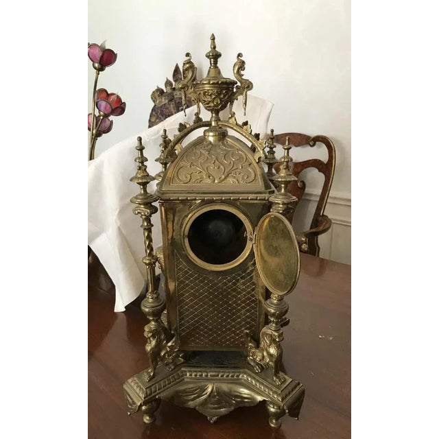 Metal Large 19th Century Brass Clock For Sale - Image 7 of 12