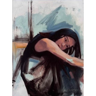 Limbo by Ryan Morse | Oil on Board Portrait of a Woman in a Relaxed Pose For Sale