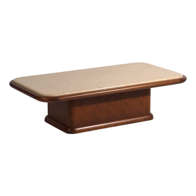 Vintage Japanese Wood and Marble Table For Sale