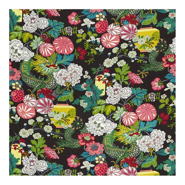 Sample, Schumacher Chiang Mai Dragon in Ebony For Sale