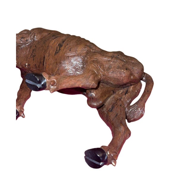 Gemstone Manfred Gettman Attrib. Brown & Black Obsidian Bull Sculpture. Germany, 20th C. For Sale - Image 7 of 10