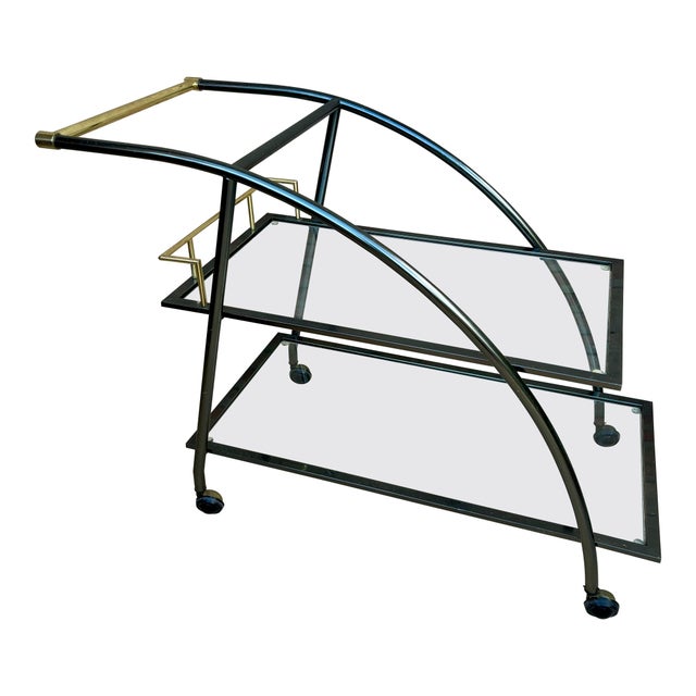 Vintage Serving Bar Cart in Brass and Glass, 1980s For Sale - Image 15 of 18