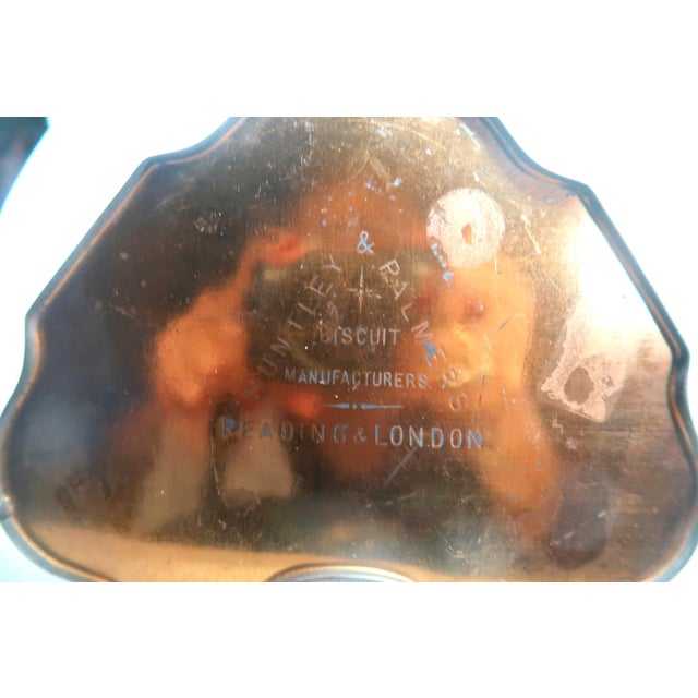 Very Rare Antique Huntley and Palmers Lidded Hinged Biscuit Tin Themed With Monkeys, Children, Cats and Dogs. Circa 1880 - 1900 For Sale - Image 16 of 17