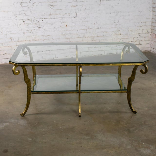 Late 20th Century Hollywood Regency to Neoclassical Style Monumental Coffee Table Gilded Welded Steel Tube Frame For Sale - Image 9 of 18