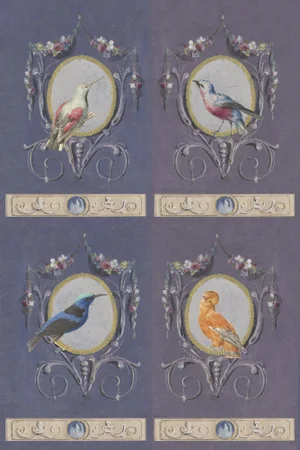 4 Painted Birds With Ornamental Patterns Print