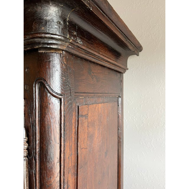 Early 19th Century French Provincial Solid Oak Glass Door Armoire For Sale - Image 10 of 11