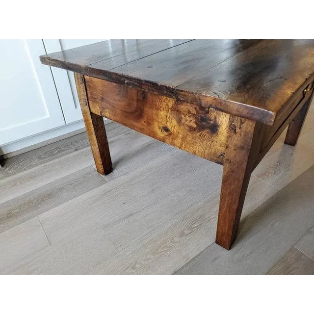 Brown Rustic Country European Antique Fruitwood Low Table For Sale - Image 8 of 11