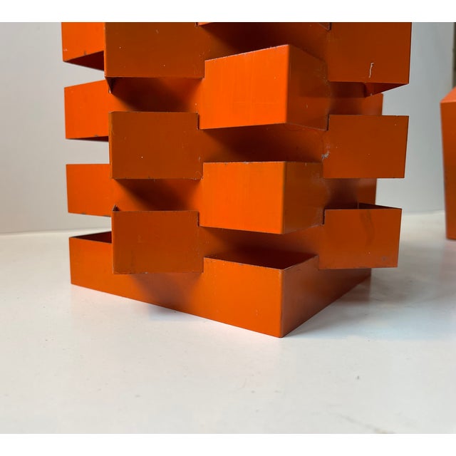 Orange Geometric Octave Pendant Lamps from Niels Esmann & H. C. Jensen, 1960s, Set of 2 For Sale - Image 10 of 11