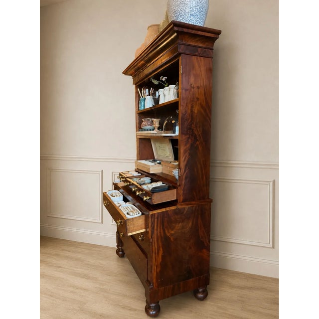 American Vintage Mahogany Hutch Secretary Sale Price For Sale - Image 3 of 4