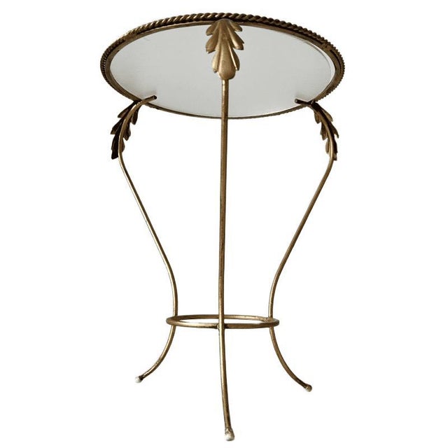 Mid 20th Century Vintage Hollywood Regency Plant Side Table in Gilt Wrought Iron and Glass, 1960s For Sale - Image 5 of 9