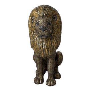 1990s Mosaic Glass Lion Floor Statue For Sale